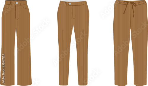 corduroy pants illustration or clipart isolated on a white background.