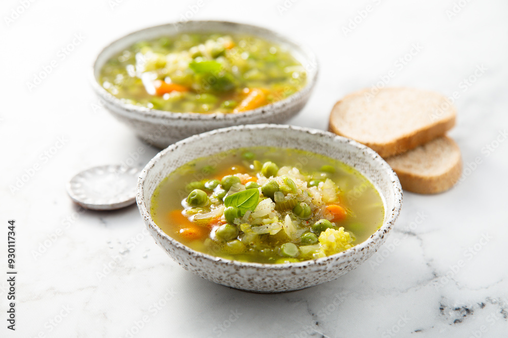 Homemade minestrone with green pea Homemade minestrone with green pea
