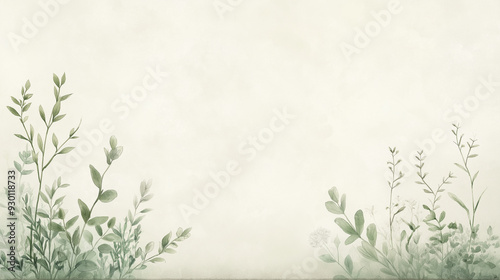 A painting of a field of green leaves with a white background