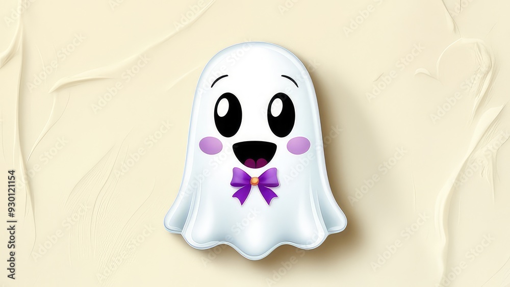 2D cartoon ghost with a snowy white body 2D cartoon ghost with a snowy white body