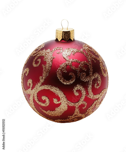 A red ornament with gold trim photo