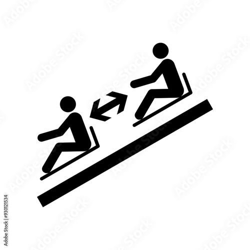ISO mandatory safety signs_keep distance between toboggans symbol only	