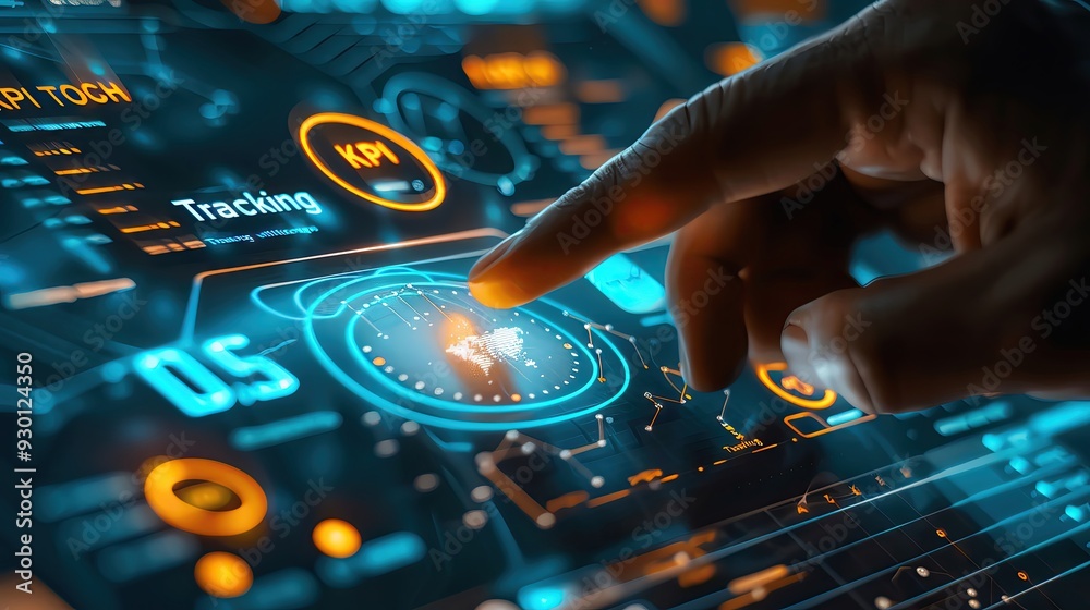 A hand holding a stylus pointing at a digital chart with A hand holding a stylus pointing at a digital chart with