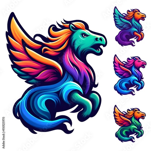 hippogriffin Colorful logo gradient vector photo