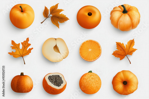 Autumn Icons Isolated On White