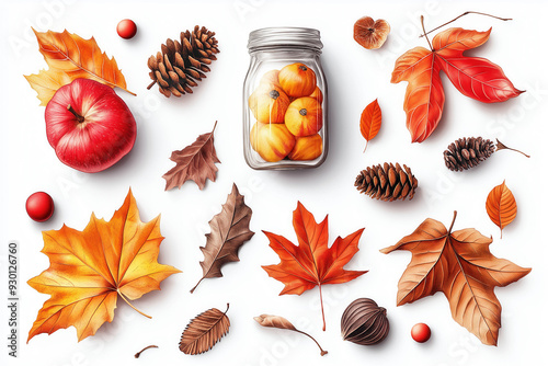Autumn Icons Isolated On White