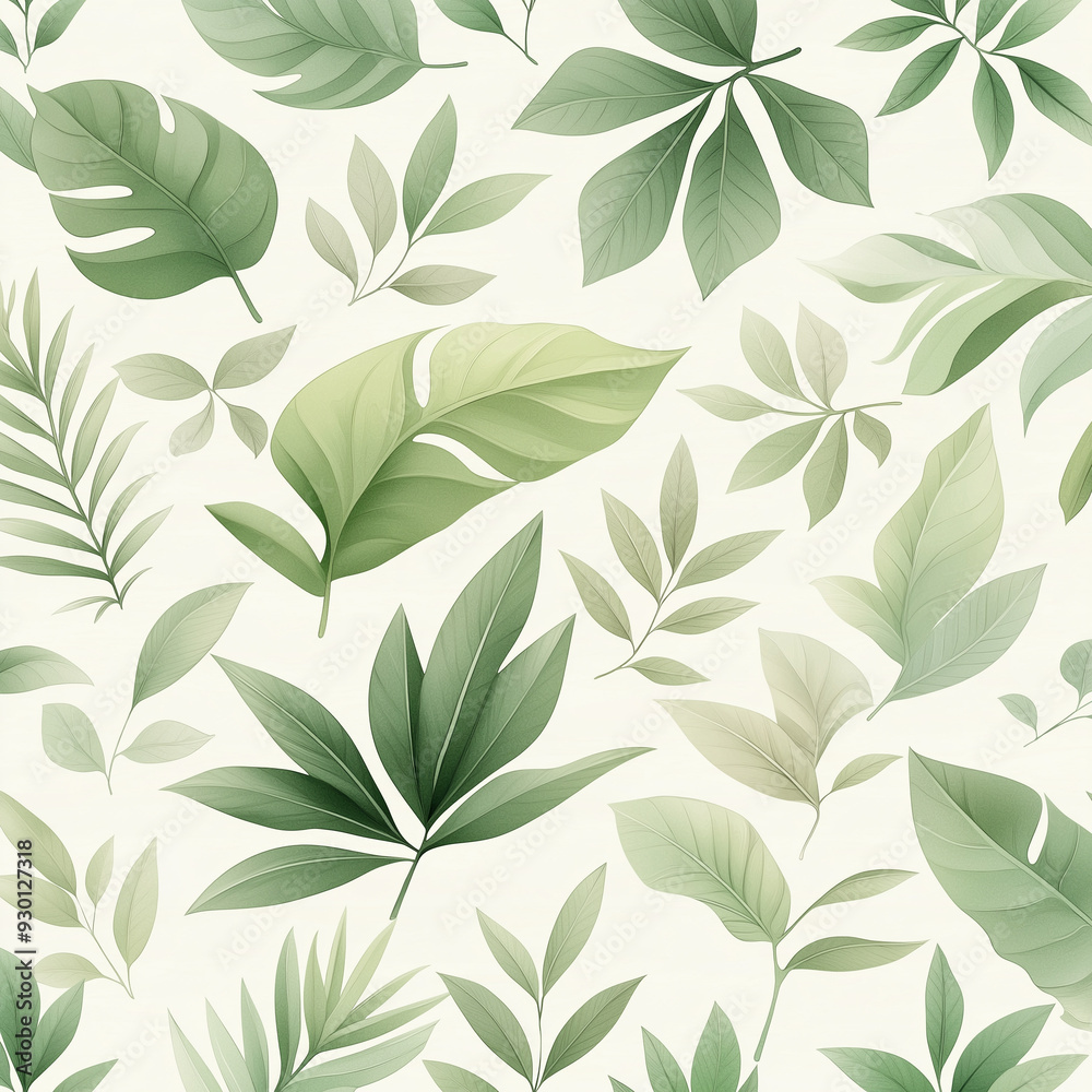 A green leafy pattern with a white background