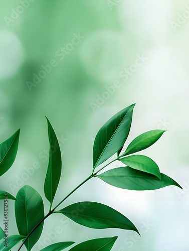 Wallpaper Mural A stylish vertical backdrop featuring a close-up of softly blurred green plants creates a serene, refreshing atmosphere with natural textures. Torontodigital.ca