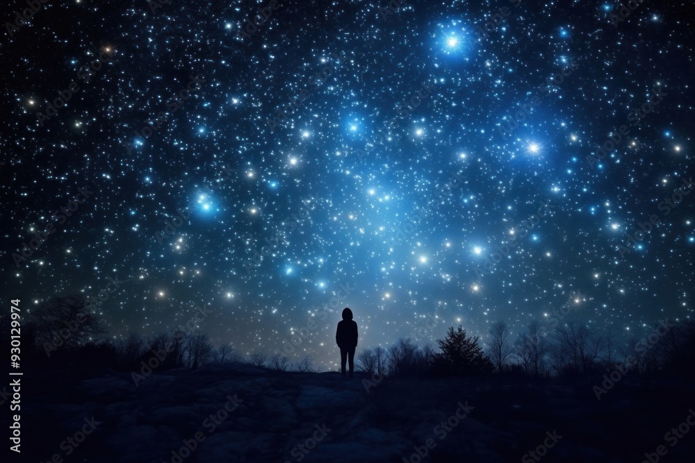 Fototapeta premium Silhouette astronomy universe outdoors.