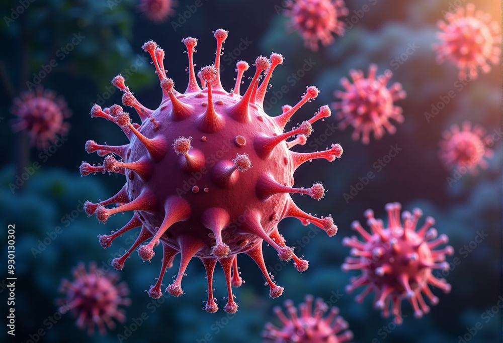 Fototapeta premium spherical spiral virus bacteria on the background