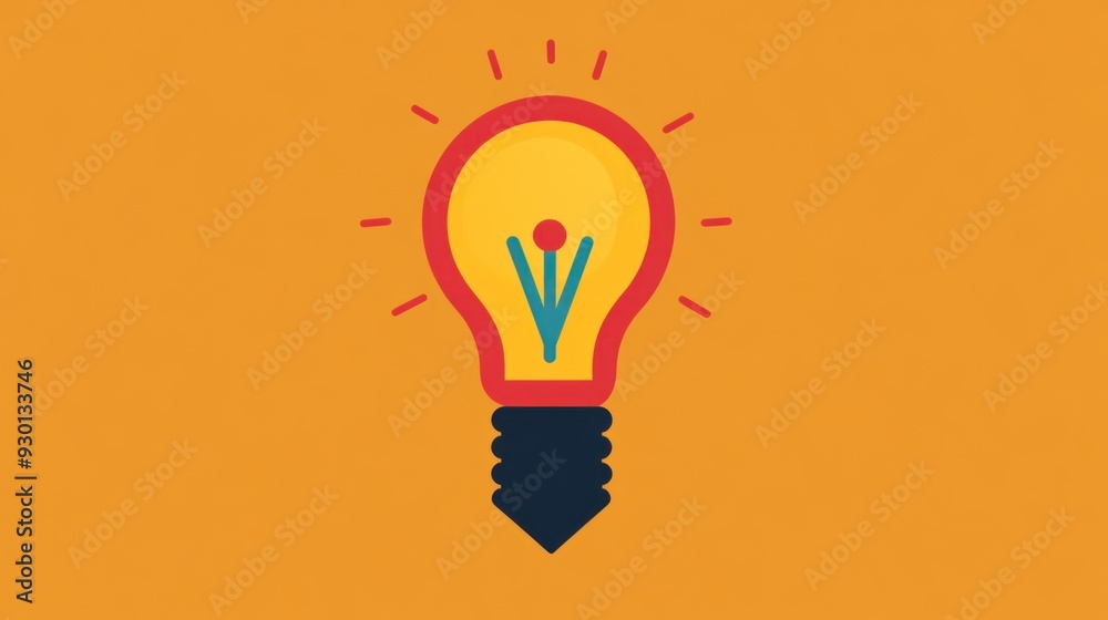 A Vibrant Illustration Capturing the Essence of Creativity and Insight in a Bold Light Bulb Design Against a Warm Background A Vibrant Illustration Capturing the Essence of Creativity and Insight in a Bold Light Bulb Design Against a Warm Background