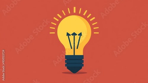 Illuminating Creativity: A Vibrant Representation of Insight and Innovation Through a Lightbulb and Upward Arrows Symbolizing Ideas