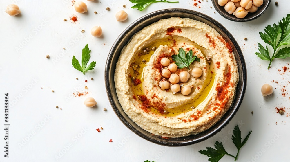 Tasty Hummus Bowl with Chickpeas and Paprika Tasty Hummus Bowl with Chickpeas and Paprika