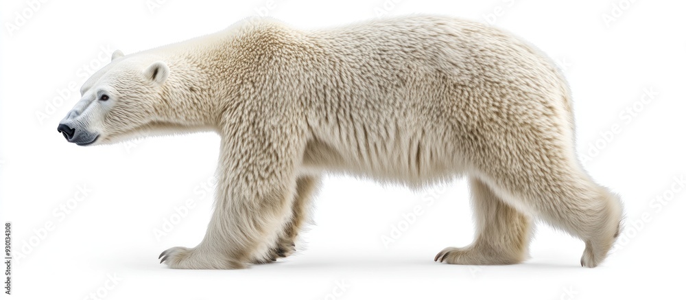 Fototapeta premium Walking Polar Bear on White Background