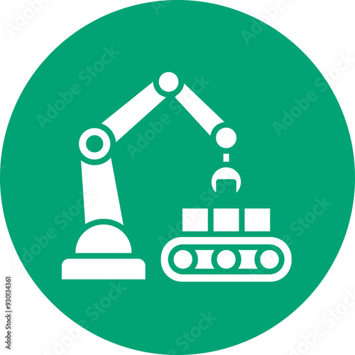 Assembly Robot glyph circle icon
