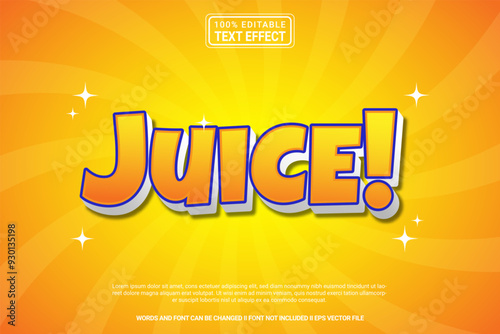 Editable text effect Juice 3d cartoon template style modern premium vector photo