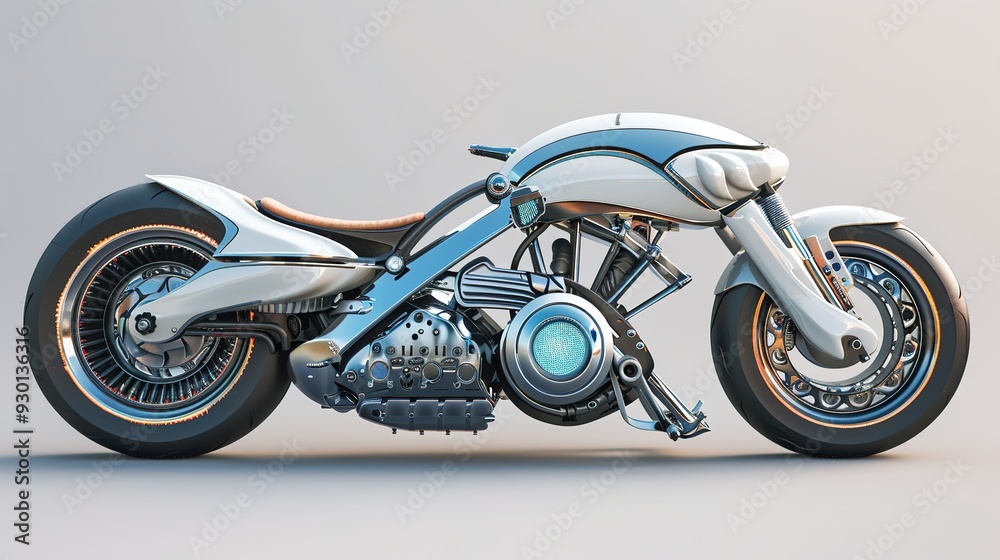 Futuristic motorcycle design with exposed engine. Futuristic motorcycle design with exposed engine.