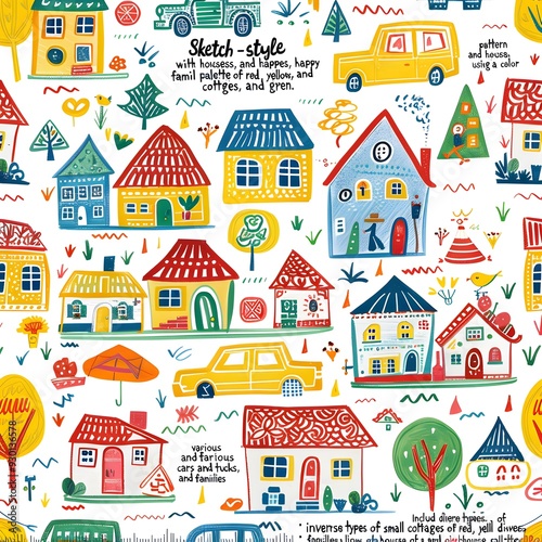seamless pattern with houses