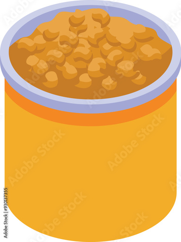 Open tin can containing chickpeas isometric icon, great design for any purposes