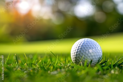 Golf Ball on Green Grass - Close-Up