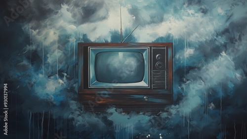 Vintage Television in a Dreamy Abstract Landscape