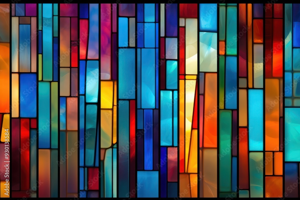 Fototapeta premium Stained glass wall architecture backgrounds art.