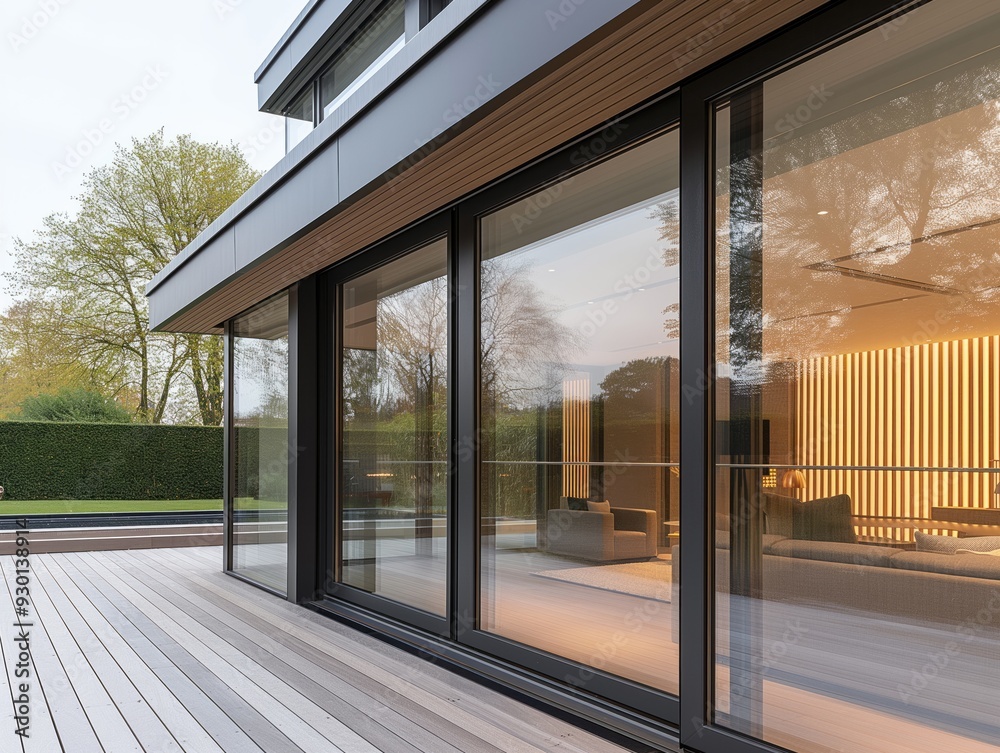 Modern House Exterior with Sliding Doors and Wood Siding Modern House Exterior with Sliding Doors and Wood Siding