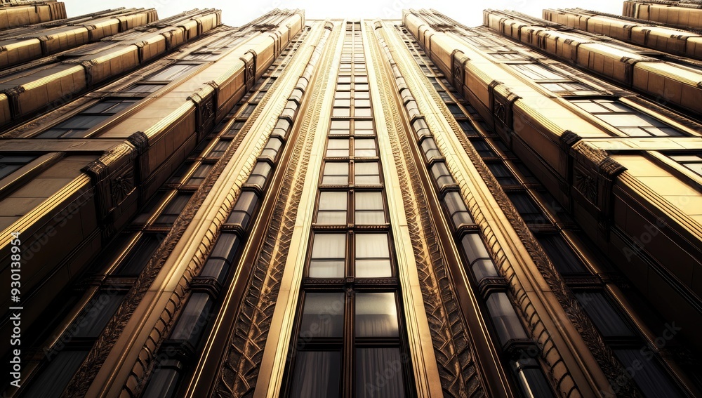 Golden building exterior with intricate details. Golden building exterior with intricate details.