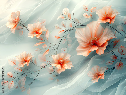 . A vibrant arrangement of flowers set against a blue background, complemented by a subtle white backdrop.
