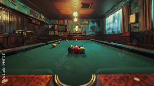 Photo of a snooker table and billiard balls