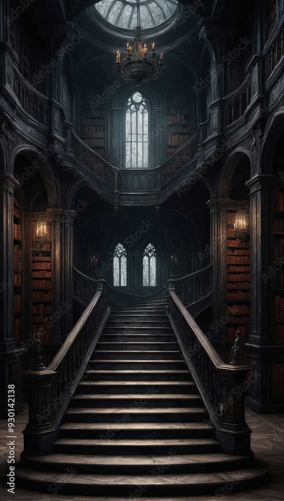 Old Stairway in Library background Old Stairway in Library background