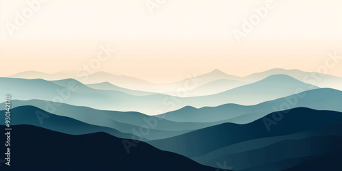 Wallpaper Mural Layered brushstrokes form a mountainous landscape with a gradually fading horizon line, flat illustration Torontodigital.ca