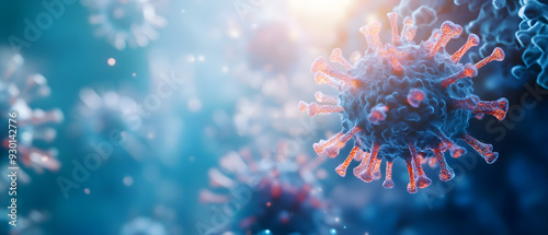 "Close-Up of an Exploding Virus Cell on a Dark Background"