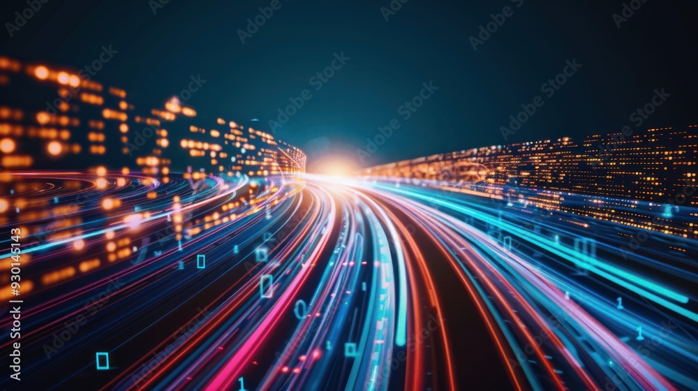 Digital Highway: A Futuristic Cityscape of Light and Data Digital Highway: A Futuristic Cityscape of Light and Data