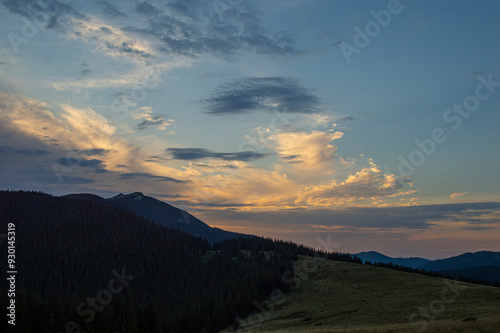 sunset over the mountains