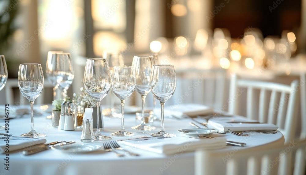 Elegant restaurant table setting waiting for guests Elegant restaurant table setting waiting for guests