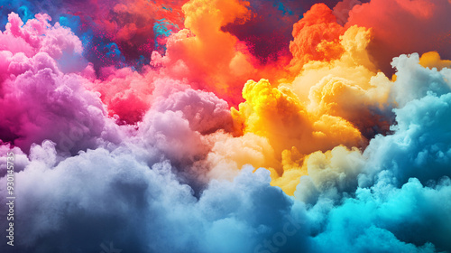 colorful dust clouds, Color powder splash rainbow background paint holi smoke colour . Powder color splash explosion dust ink burst splatter 