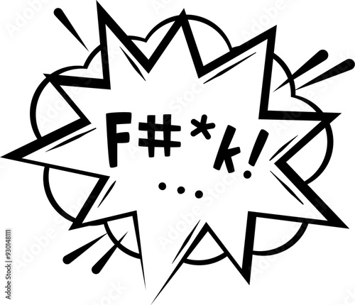 Comic swear speech bubbles, aggressive expletive curse, hate angry talk. Isolated vector bold, jagged explosion erupts with profanity, amplifying raw emotion, dialogue cloud with evil humor or scream