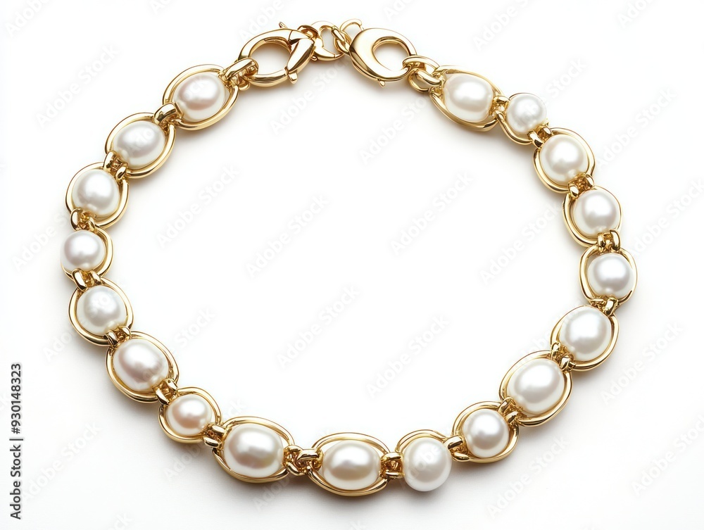 Fototapeta premium Classic Pearl and Gold Necklace