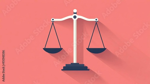 Minimalist illustration of a balance scale symbolizing justice, fairness, and equality on a warm background.