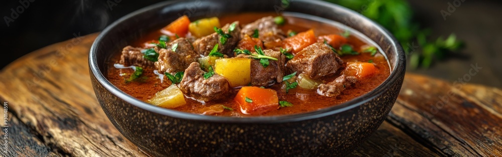 Authentic German Stew in a Rustic Kitchen Setting Authentic German Stew in a Rustic Kitchen Setting