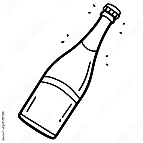 A bottle of champagne art vector illustration