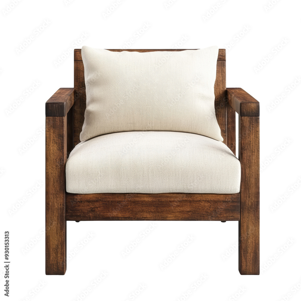 A wooden chair with a white pillow on it A wooden chair with a white pillow on it