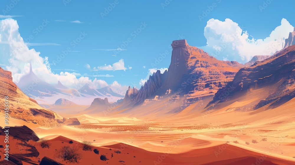 Fototapeta premium Desert Landscape with Majestic Mountains.