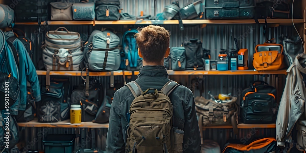 Survivalist Up on Supplies and Learning Skills for Future Scenarios Concept of Preparing for the Uncertain Times Ahead Survivalist Up on Supplies and Learning Skills for Future Scenarios Concept of Preparing for the Uncertain Times Ahead