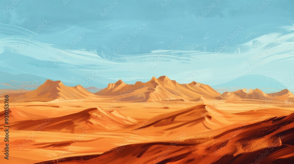 Naklejka premium Desert Landscape with Blue Sky.