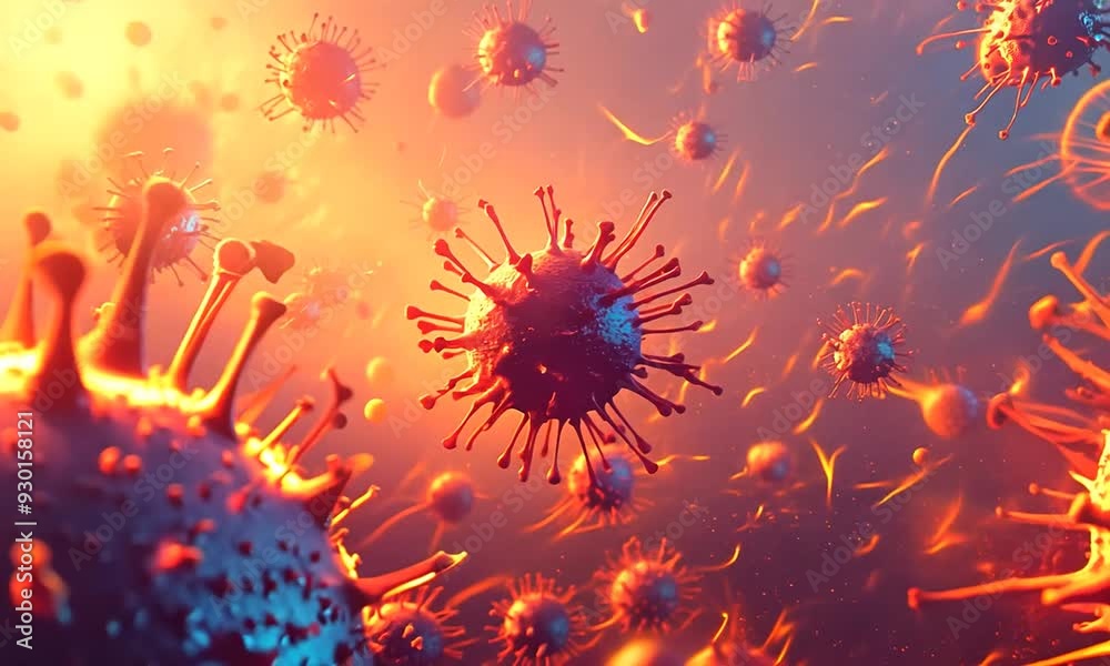 Coronavirus COVID-19 - Arrière-plan de virus flottant - Virologie et Microbiologie 3D