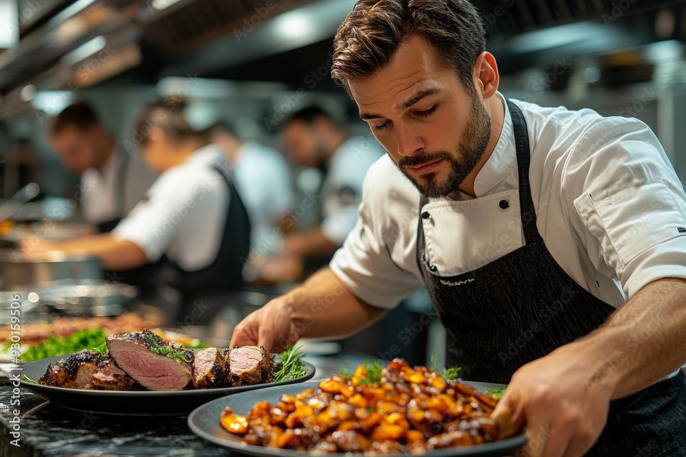 Chef cooks in the modern kitchen, AI generated Chef cooks in the modern kitchen, AI generated