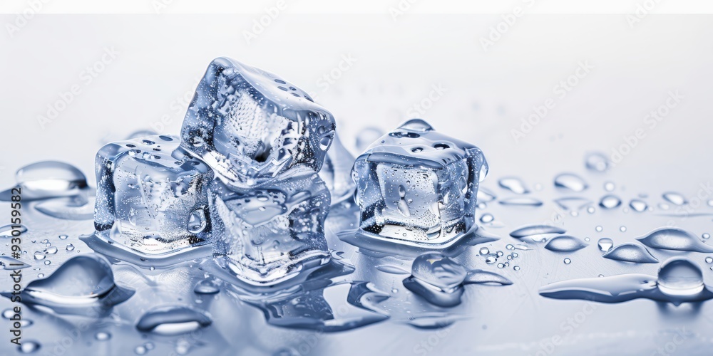 Ice cubes melt on table Ice cubes melt on table