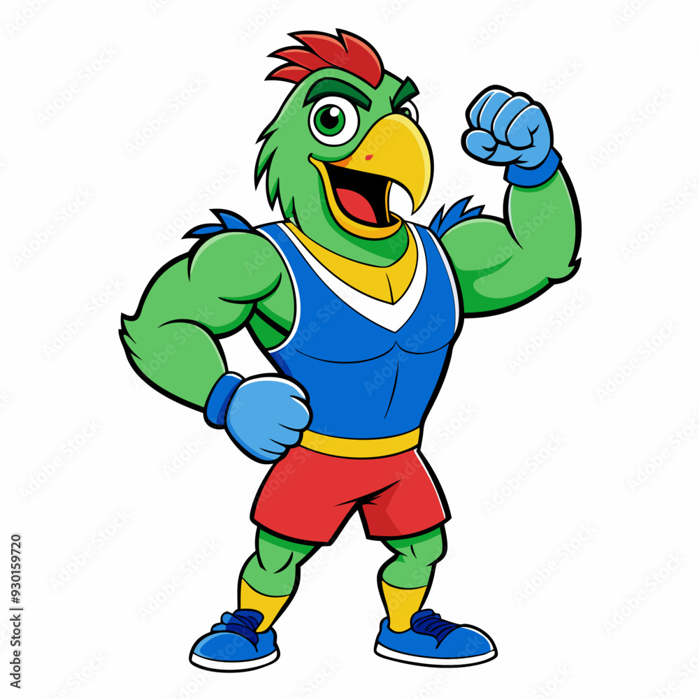 Obraz premium A ferocious angry parrot athlete posing art vector illustration